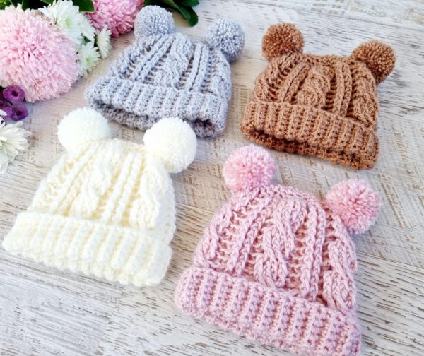 Baby Beanie | Newborn | Cable | Crochet | Knit | Hat