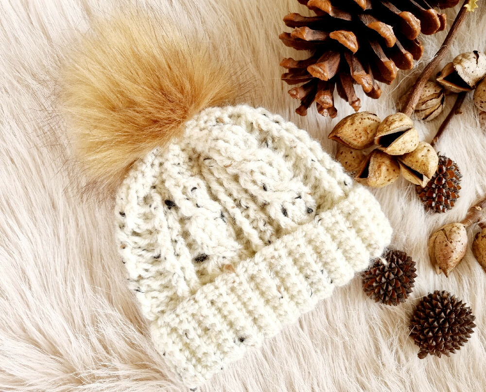Baby Beanie | Oatmeal | Newborn | Crochet | Knit | Cable Hat |Handmade