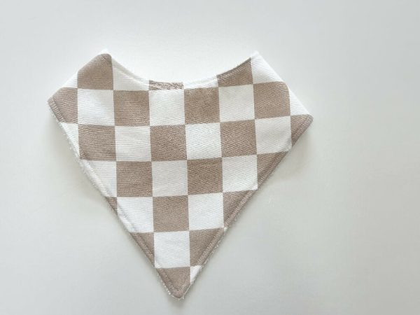 Beige check bandana bib