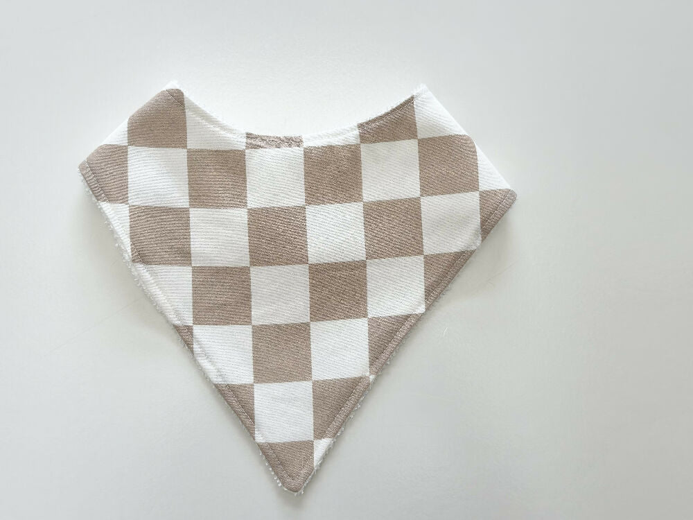 Beige check bandana bib