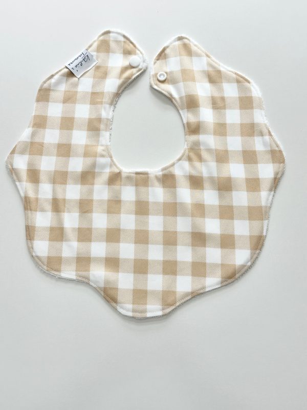 Beige gingham scalloped bib