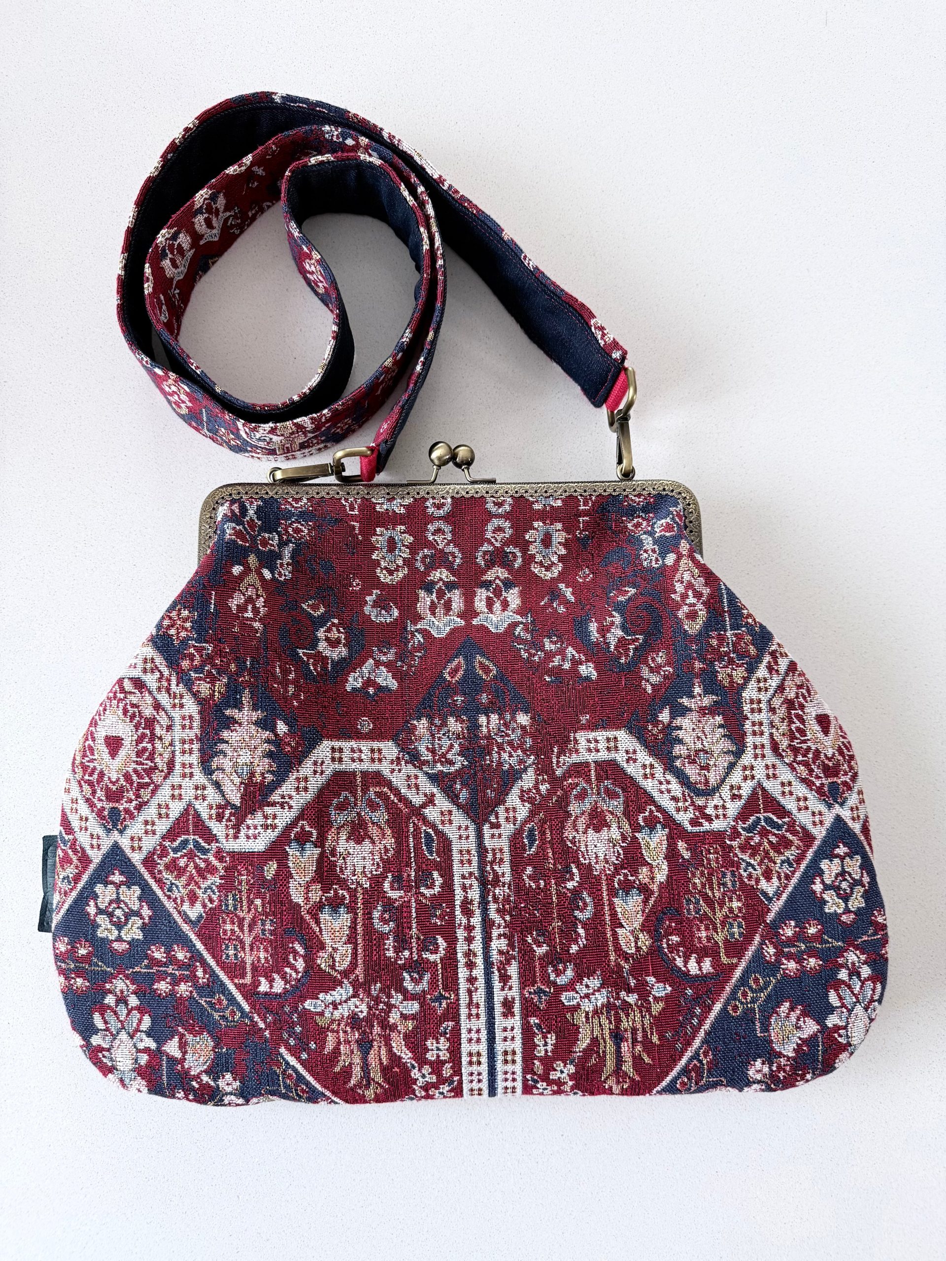 ‘Carpet bag’ metal frame oversized purse