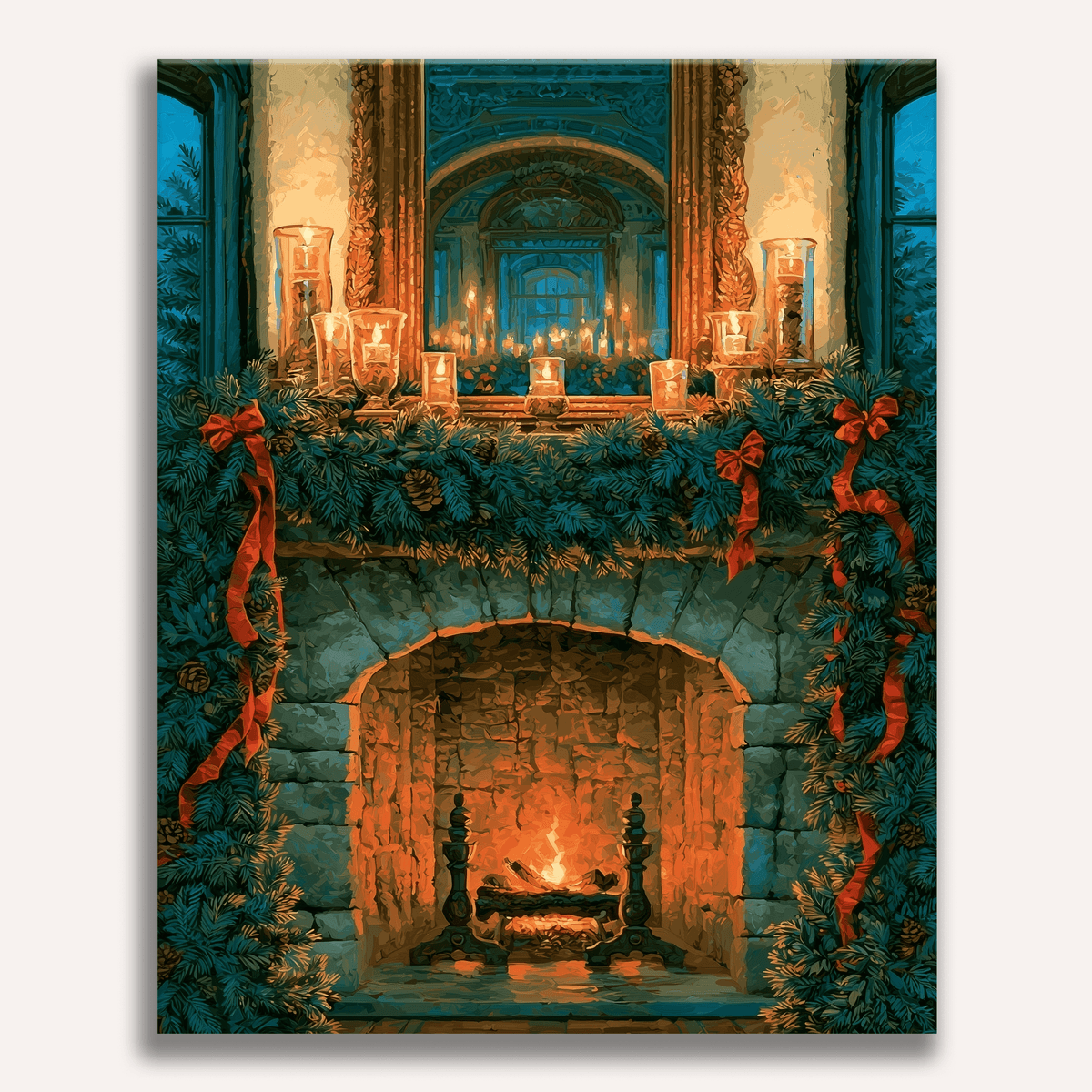 Pine Garland Fireplace