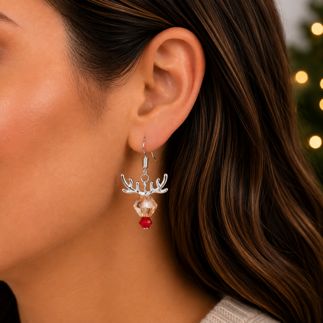 Reindeer Crystal Earring Set