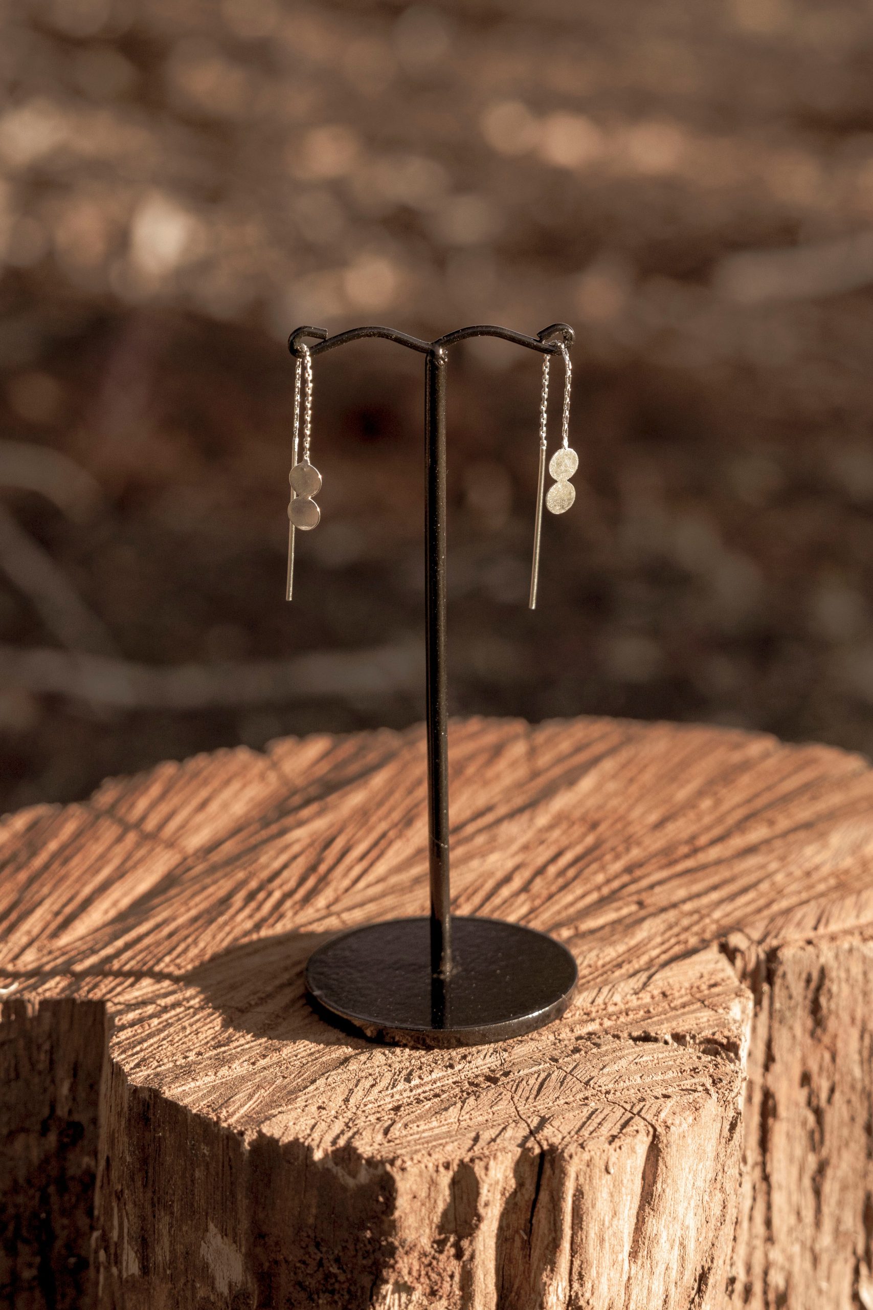 Sterling Silver Double Dot Threader Earrings