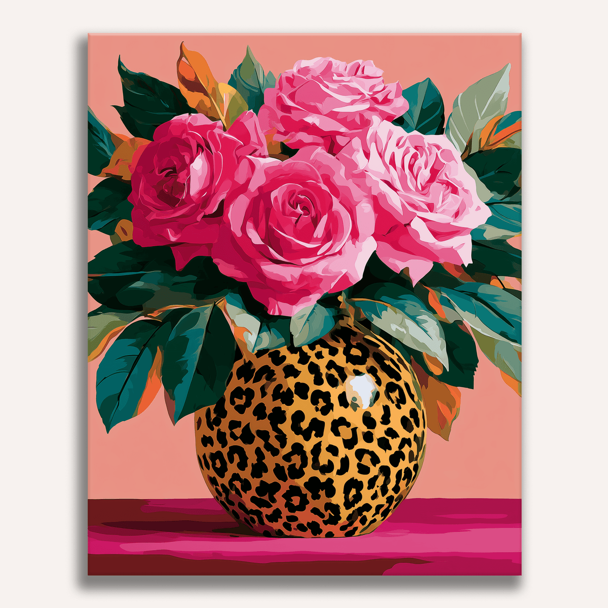 Leopard Vase Roses