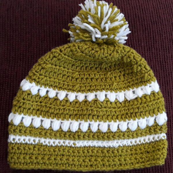 Baby Beanie Newborn, striped with pompom