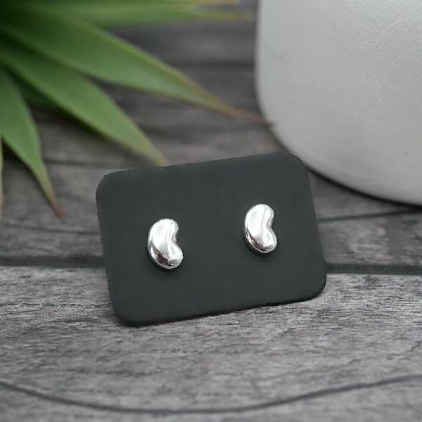 Bean Studs - Handmade Sterling Silver Bean Stud Earrings