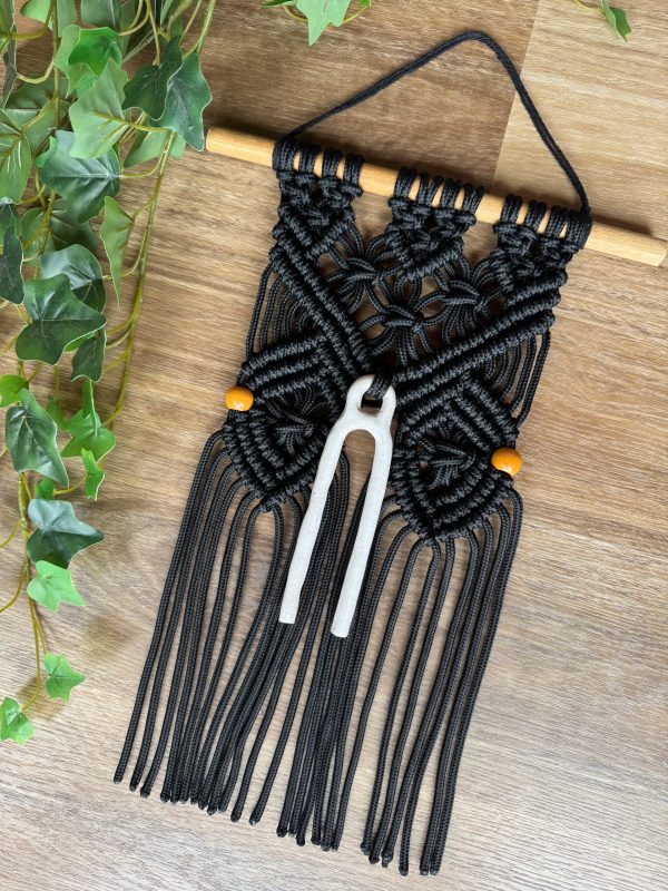 Black macrame wall hanging