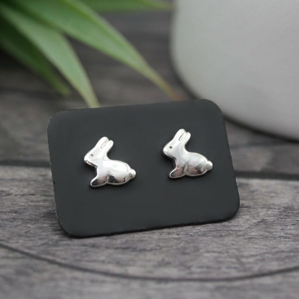 Bunny Studs - Handmade Sterling Silver Rabbit Earrings for Easter
