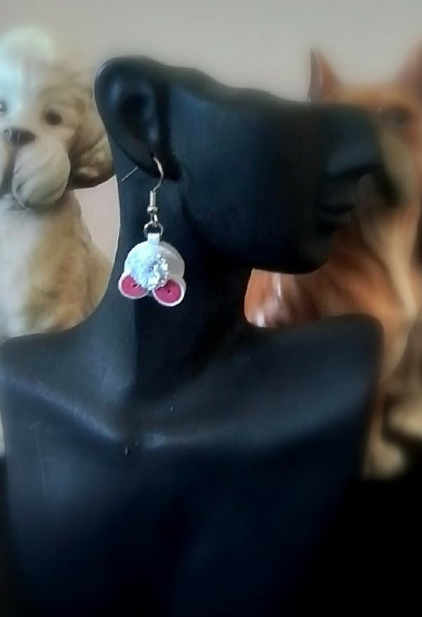 Bunny tail earrings, handmade, paper quilled