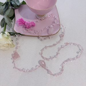 “Candy” Rose Quartz Crochet Necklace
