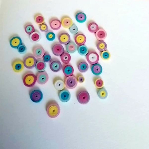 Coloured Circles Quilled card, wall art