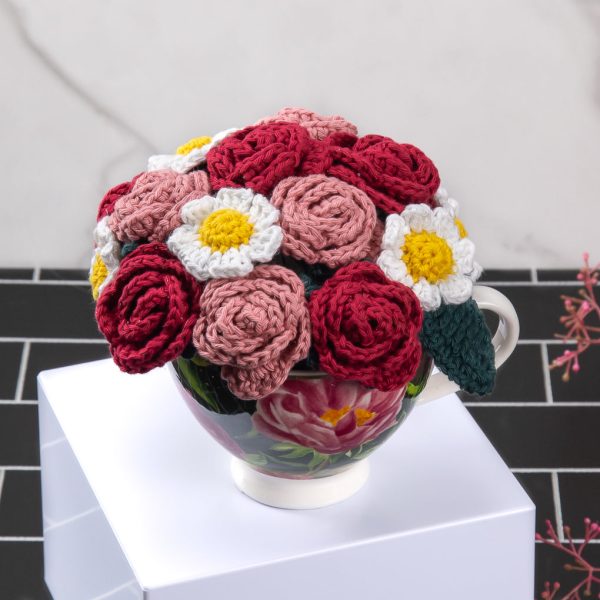 Crocheted Flower Display - Cotton Forever Flowers