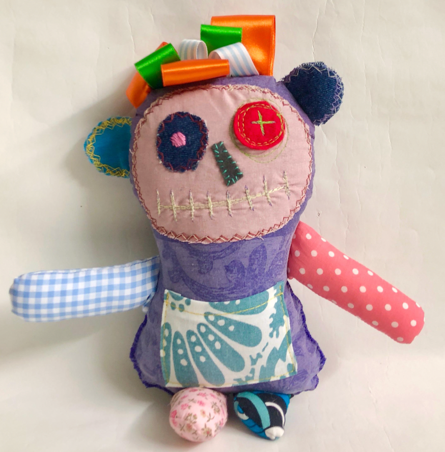 Fabric Monster Doll, Worry Doll, Softie Art Doll - Jazz