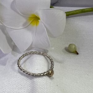 “Maria” Sterling Silver & Gold Twisted Rope Stacker Ring -Size "V" or order your size
