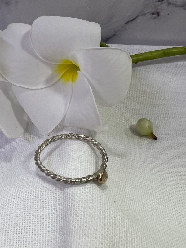 “Maria” Sterling Silver & Gold Twisted Rope Stacker Ring -Size "V" or order your size