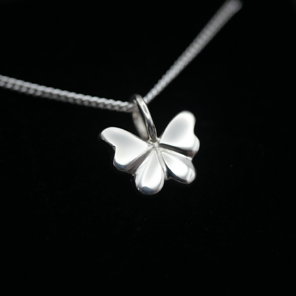 Tiny Butterfly - Handmade Sterling Silver Butterfly Pendant with Fine Chain