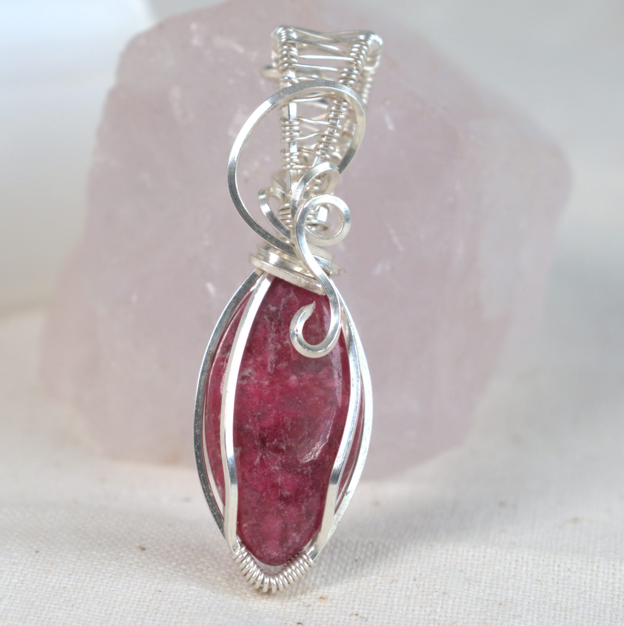 Wire Wrapped Thulite Keepsake Pendant