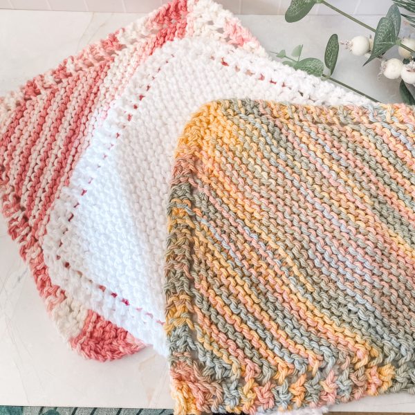 100% Cotton Hand-Knitted Face or Dish Cloth