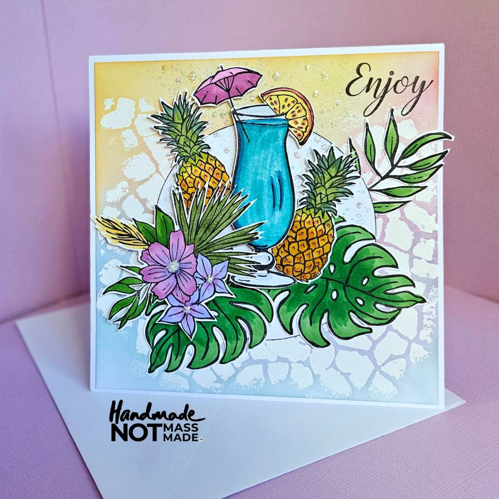 "Enjoy", tropical, holiday vibe, blank greeting card