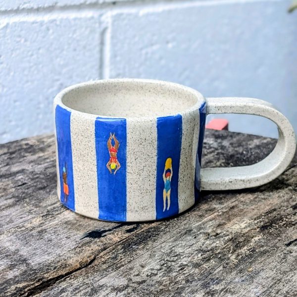 8oz Swimming Lanes Mug / Coffee Cup / Handmade Ceramics / Handpainted