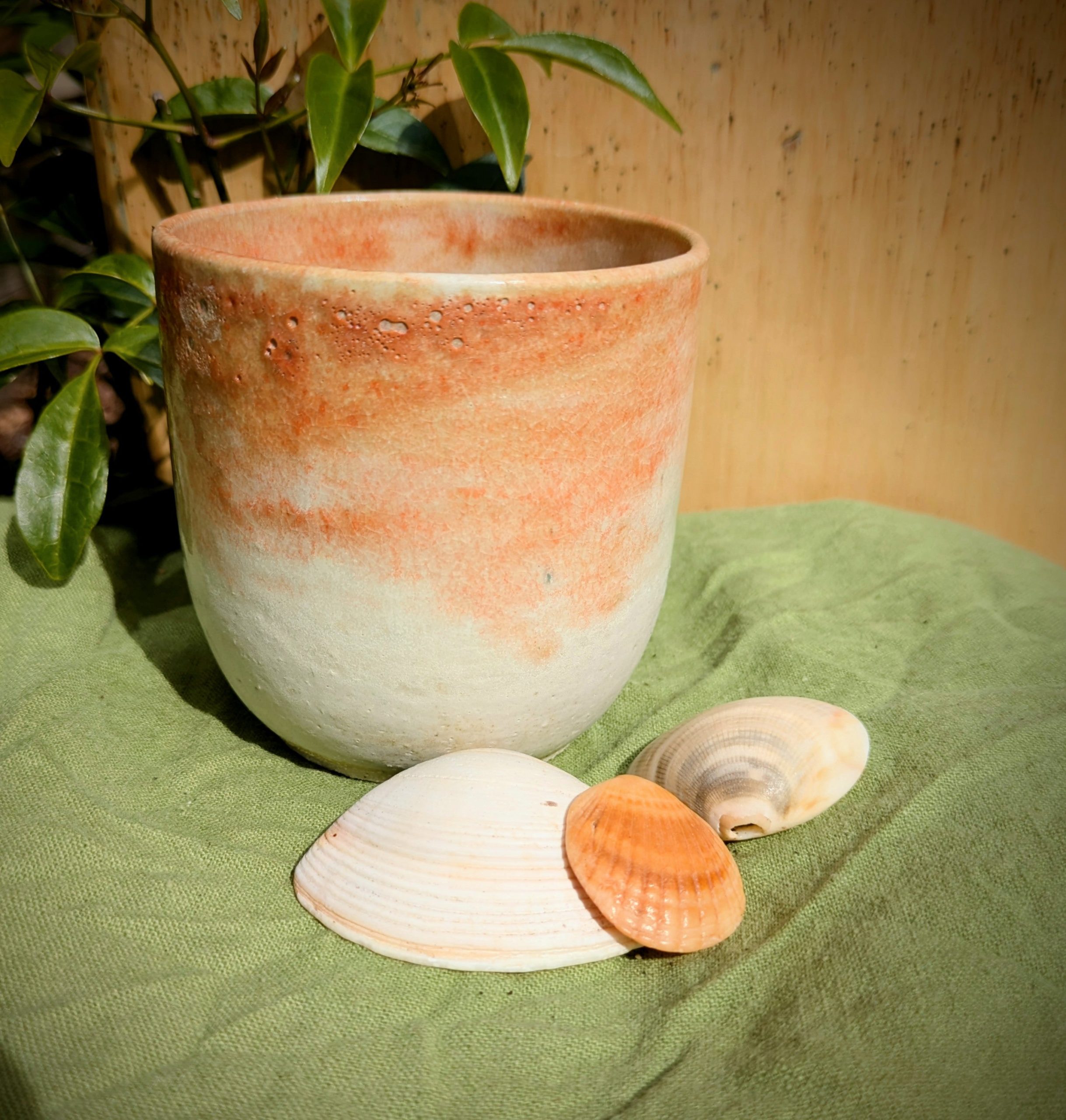 Amber and white cup