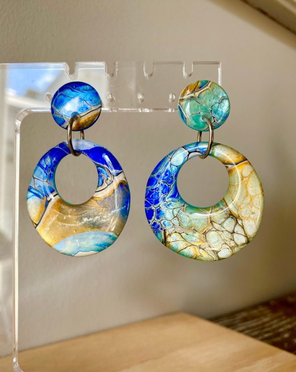 Arty Turquoise Ultramarine Stud Dangle Earrings