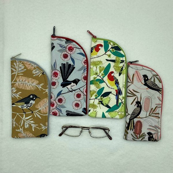 Australian Birds glasses case for sunglasses, reading, spectacles - 4 designs