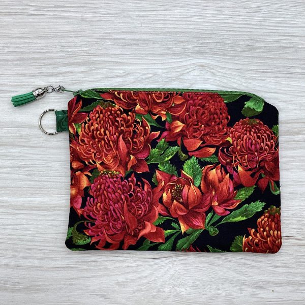 Australian Waratah flowers Zip Pouch (21cm x 16cm) Fully lined, lightly padded