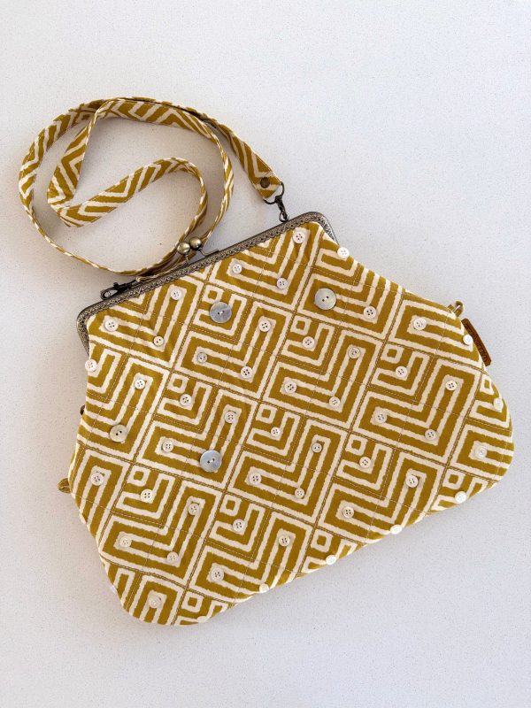 ‘Button’ metal frame oversized purse