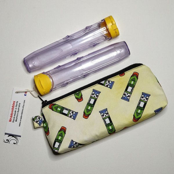 Compact Epipen Pouch, yellow with happy epipen print