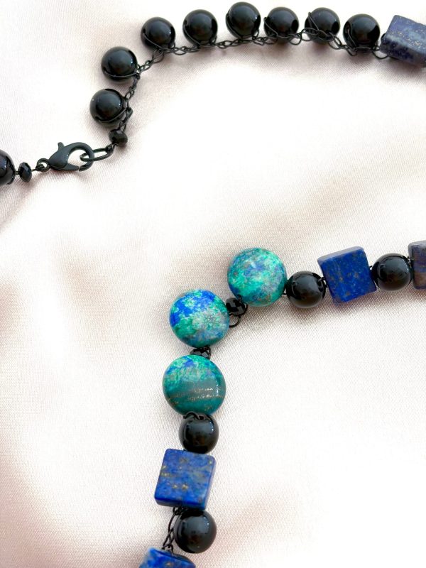 “Earth Energy” Azurite, lapis lazuli, obsidian Necklace