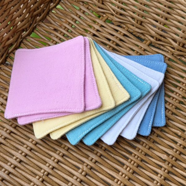 Eco Friendly, Reusable Makeup Wipes, packs of 10, plain colours
