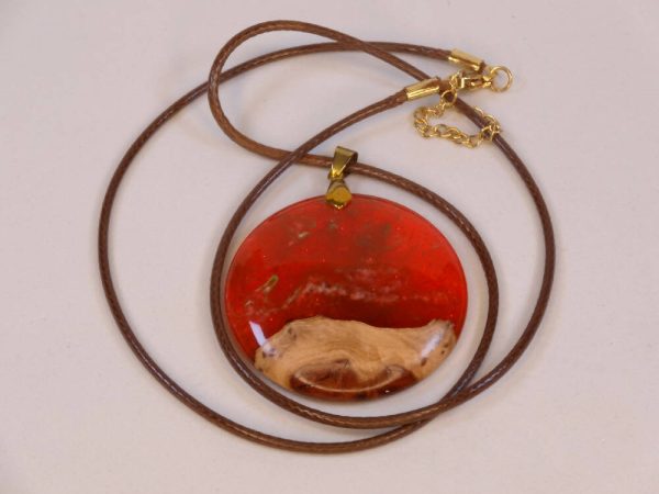 Wood-Resin Curved Front Pendant