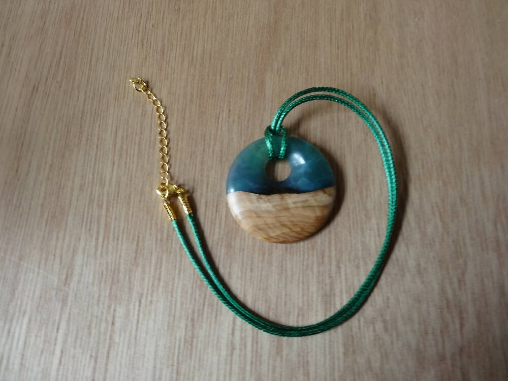 Wood-Resin Offset Hole Turned Pendant