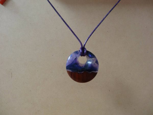 Wood-Resin Offset Hole Turned Pendant
