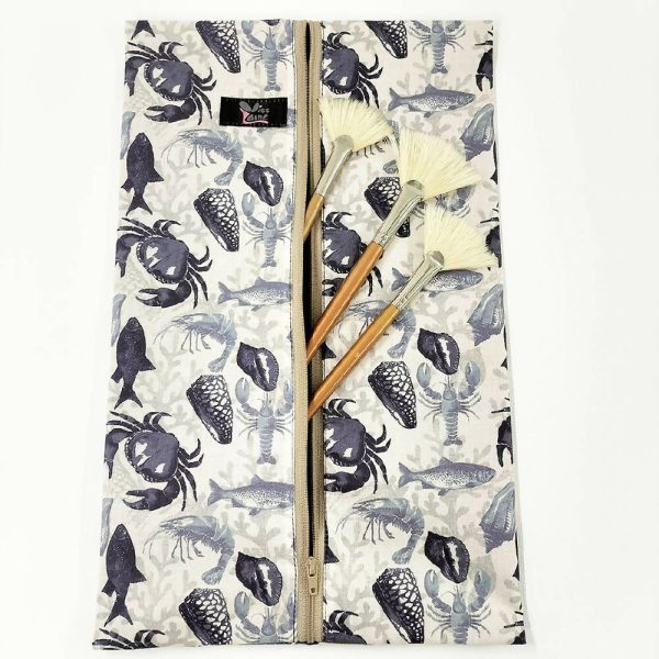 Crab and fish print waterproof bag. Toiletry bag