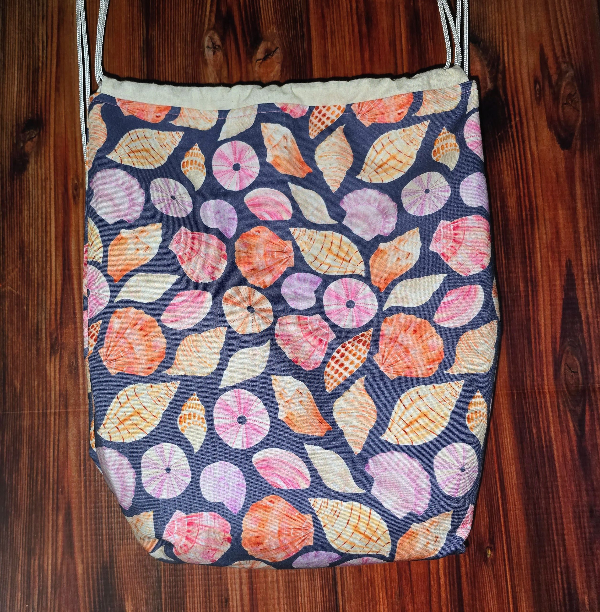 Handmade | Shells | Drawstring | Library Bag | Backpack