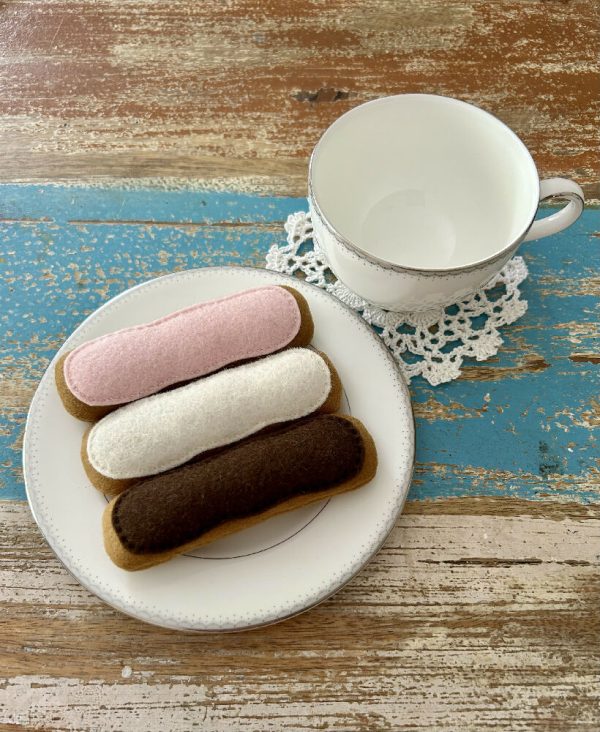 3 Felt eclairs set, dessert, pretend play cafe, felt play food