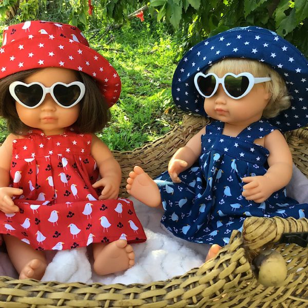 34-43cm dolls Sundress and Sunhat -red seagulls