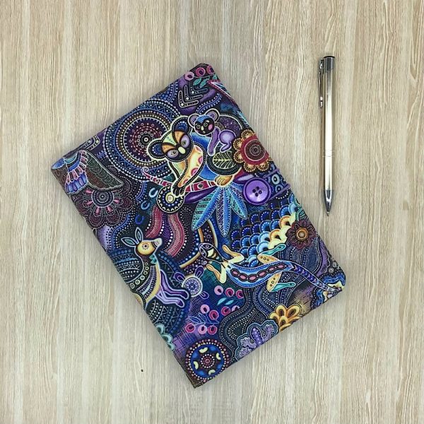Australian Animals refillable A5 fabric notebook cover gift set - Incl. book and pen.