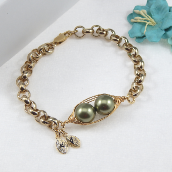 Two Peas In A Pod Gold Belcher Bracelet