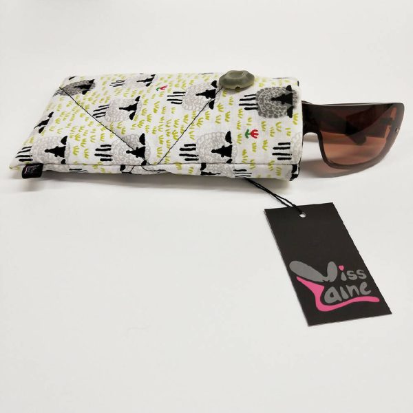 Sunglass case protector, eyewear case, sheep print