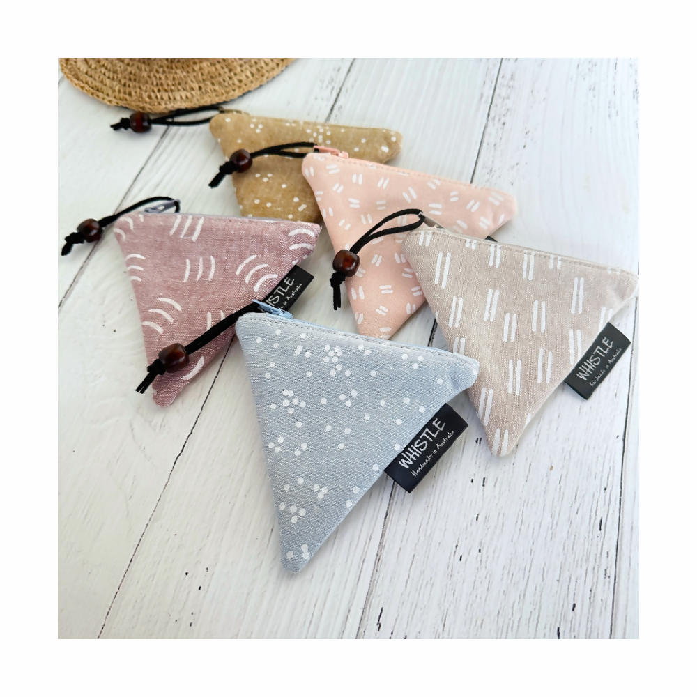 Tiny Triangle Linen Coin Purses - Five Designs to Choose