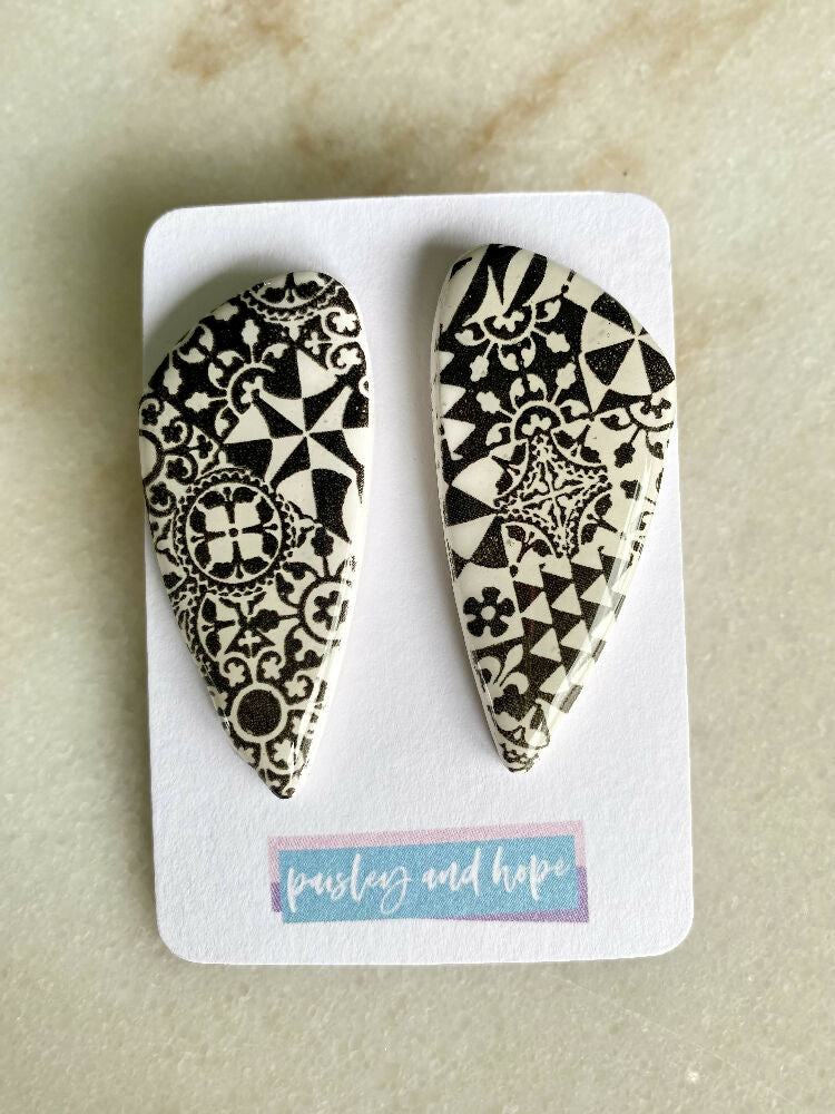 Polymer Clay Large Statement Studs - Aztec