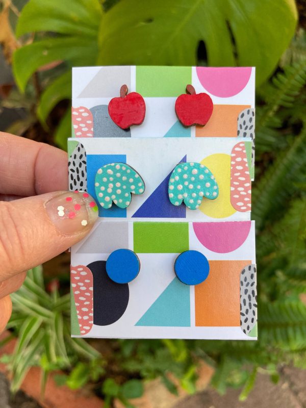 Blue hand painted studs